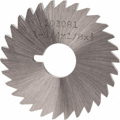 Made in USA - 1-3/4" Diam x 1/8" Blade Thickness x 1/2" Arbor Hole Diam, 30 Tooth Slitting and Slotting Saw - Arbor Connection, Right Hand, Uncoated, High Speed Steel, Concave Ground, Contains Keyway - Makers Industrial Supply