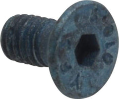 Metric Blue - M4x0.70 Metric Coarse Hex Socket Drive, 90° Flat Screw - Grade 10.9 Alloy Steel, Metric Blue Finish, Fully Threaded, 8mm OAL - Makers Industrial Supply