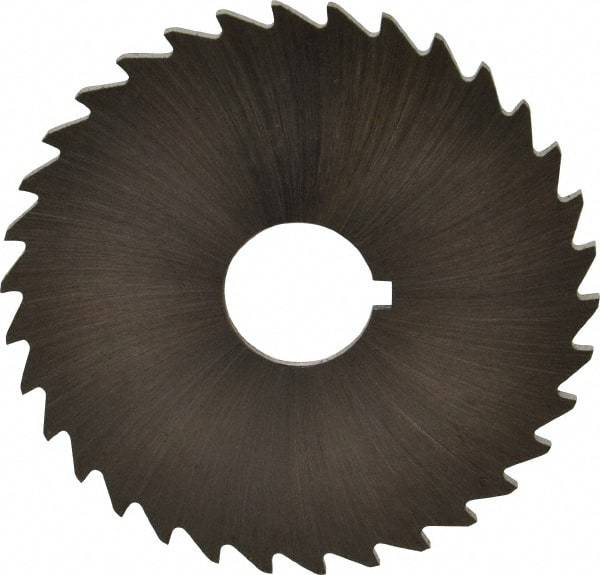 Made in USA - 2" Diam x 1/16" Blade Thickness x 1/2" Arbor Hole Diam, 34 Tooth Slitting and Slotting Saw - Arbor Connection, Right Hand, Uncoated, High Speed Steel, Concave Ground, Contains Keyway - Makers Industrial Supply