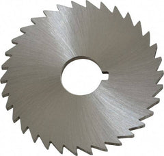 Made in USA - 2" Diam x 3/32" Blade Thickness x 1/2" Arbor Hole Diam, 34 Tooth Slitting and Slotting Saw - Arbor Connection, Right Hand, Uncoated, High Speed Steel, Concave Ground, Contains Keyway - Makers Industrial Supply