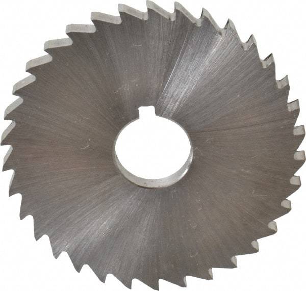 Made in USA - 2" Diam x 5/32" Blade Thickness x 1/2" Arbor Hole Diam, 34 Tooth Slitting and Slotting Saw - Arbor Connection, Right Hand, Uncoated, High Speed Steel, Concave Ground, Contains Keyway - Makers Industrial Supply