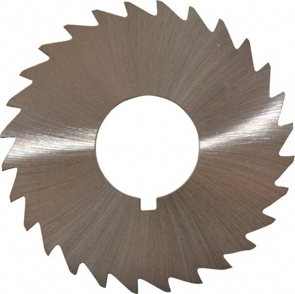 Made in USA - 2-1/2" Diam x 1/8" Blade Thickness x 7/8" Arbor Hole Diam, 28 Tooth Slitting and Slotting Saw - Arbor Connection, Right Hand, Uncoated, High Speed Steel, Concave Ground, Contains Keyway - Makers Industrial Supply