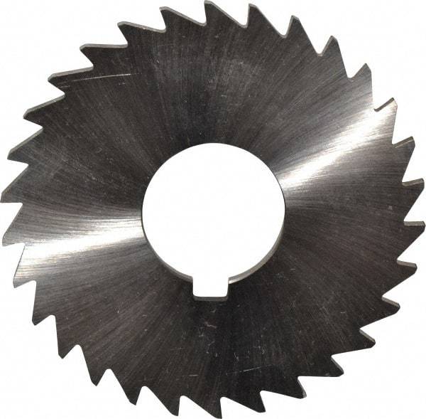 Made in USA - 3" Diam x 1/8" Blade Thickness x 1" Arbor Hole Diam, 30 Tooth Slitting and Slotting Saw - Arbor Connection, Right Hand, Uncoated, High Speed Steel, Concave Ground, Contains Keyway - Makers Industrial Supply