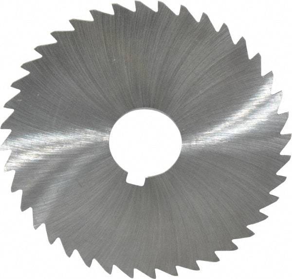 Made in USA - 4" Diam x 1/32" Blade Thickness x 1" Arbor Hole Diam, 40 Tooth Slitting and Slotting Saw - Arbor Connection, Right Hand, Uncoated, High Speed Steel, Concave Ground, Contains Keyway - Makers Industrial Supply