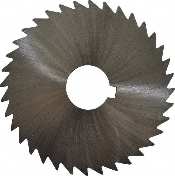 Made in USA - 4" Diam x 3/32" Blade Thickness x 1" Arbor Hole Diam, 36 Tooth Slitting and Slotting Saw - Arbor Connection, Right Hand, Uncoated, High Speed Steel, Concave Ground, Contains Keyway - Makers Industrial Supply