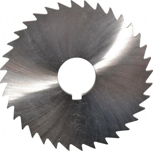 Made in USA - 4" Diam x 1/8" Blade Thickness x 1" Arbor Hole Diam, 36 Tooth Slitting and Slotting Saw - Arbor Connection, Right Hand, Uncoated, High Speed Steel, Concave Ground, Contains Keyway - Makers Industrial Supply