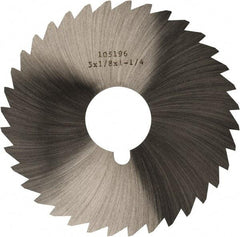 Made in USA - 5" Diam x 1/8" Blade Thickness x 1-1/4" Arbor Hole Diam, 40 Tooth Slitting and Slotting Saw - Arbor Connection, Right Hand, Uncoated, High Speed Steel, Concave Ground, Contains Keyway - Makers Industrial Supply