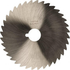 Made in USA - 6" Diam x 1/8" Blade Thickness x 1" Arbor Hole Diam, 44 Tooth Slitting and Slotting Saw - Arbor Connection, Right Hand, Uncoated, High Speed Steel, Concave Ground, Contains Keyway - Makers Industrial Supply