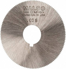 Made in USA - 2-1/4" Diam x 0.016" Blade Thickness x 5/8" Arbor Hole Diam, 132 Tooth Slitting and Slotting Saw - Arbor Connection, Right Hand, Uncoated, High Speed Steel, Concave Ground, Contains Keyway - Makers Industrial Supply