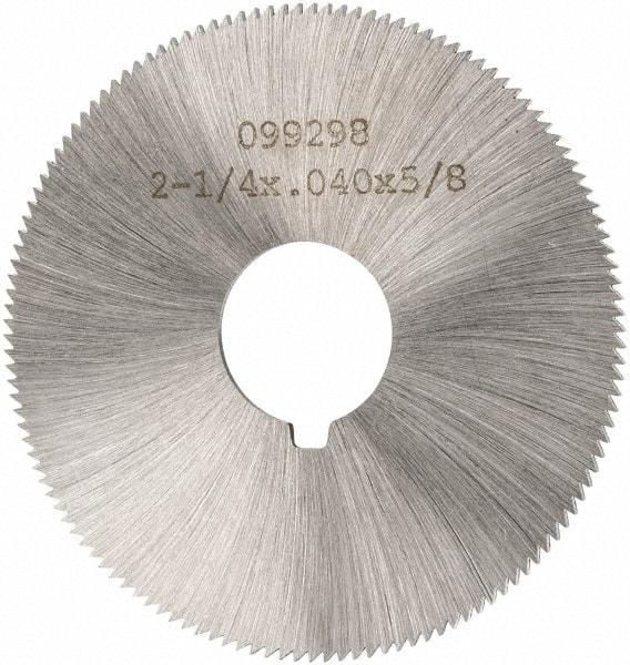 Made in USA - 2-1/4" Diam x 0.04" Blade Thickness x 5/8" Arbor Hole Diam, 132 Tooth Slitting and Slotting Saw - Arbor Connection, Right Hand, Uncoated, High Speed Steel, Concave Ground, Contains Keyway - Makers Industrial Supply