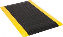 Wearwell - 5' Long x 3' Wide, Dry Environment, Anti-Fatigue Matting - Black with Yellow Borders, Vinyl with Urethane Sponge Base, Beveled on 4 Sides - Makers Industrial Supply