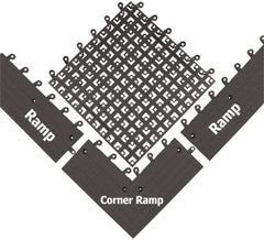 Wearwell - 18" Long x 18" Wide x 7/8" Thick, Anti-Fatigue Modular Matting Open Grid - Male & Female, 4 Interlocking Sides, Charcoal, For Dry & Wet Areas, Series 558 - Makers Industrial Supply