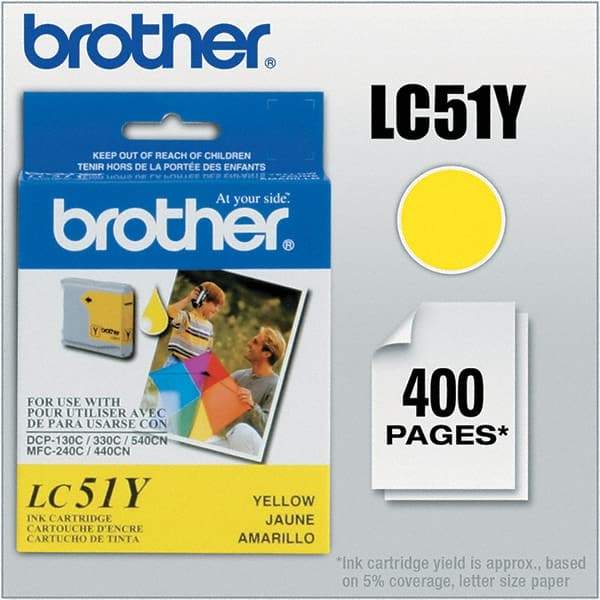 Brother - Yellow Ink Cartridge - Use with Brother DCP-130C, 330C, 350C, intelliFAX-1360, 1860C, 1960C, 2480C, 2580C, MFC-230C, 240C, 440CN, 465CN, 665CW, 685CW, 845CW, 885CW, 3360C, 5460CN, 5860CN - Makers Industrial Supply