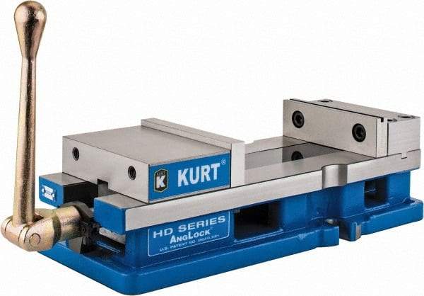 Kurt - 6" Jaw Width, 9-1/16" Jaw Opening Capacity, Horizontal Stationary Machine Vise - Manual Operation, 5,250 Lb Capacity, 1 Station, 18.32" Long x 4.86" High x 1-31/64" Deep, 1.735" Jaw Height, 5,250 Lb Max Clamp Force - Makers Industrial Supply