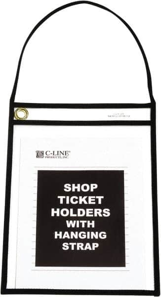 C-LINE - 15 Piece Clear Hanging Strap Stitched Shop Ticket Holder - 12" High x 9" Wide - Makers Industrial Supply