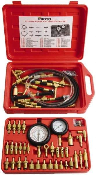 Proto - 2' Hose Length, 0 to 145 psi, Mechanical Automotive Fuel Injection Tester - 1 Lb Graduation - Makers Industrial Supply