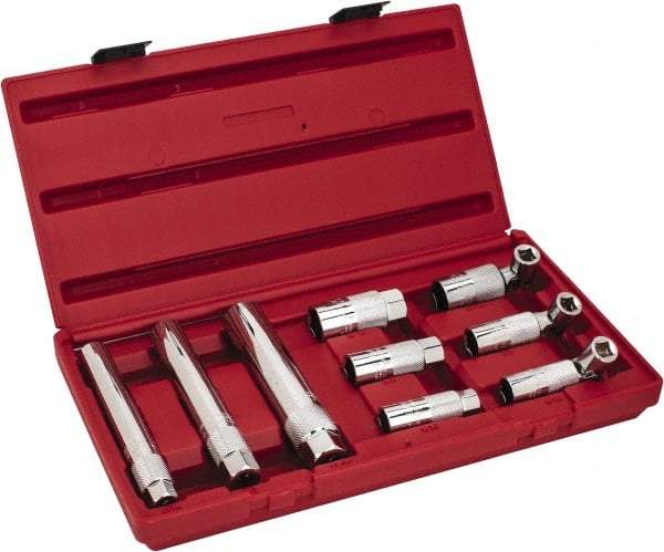 Proto - 10 Piece 3/8" Drive Chrome Finish Deep Well Socket Set - 6 Points, 9/16" to 13/16" Range, Inch Measurement Standard - Makers Industrial Supply