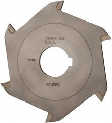 Made in USA - 4" Diam x 1/8" Blade Thickness x 1" Arbor Hole Diam, 6 Tooth Slitting and Slotting Saw - Arbor Connection, Right Hand, Uncoated, Carbide-Tipped, Contains Keyway - Makers Industrial Supply