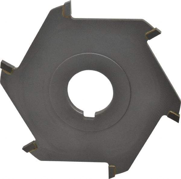 Made in USA - 4" Diam x 3/16" Blade Thickness x 1" Arbor Hole Diam, 6 Tooth Slitting and Slotting Saw - Arbor Connection, Right Hand, Uncoated, Carbide-Tipped, Contains Keyway - Makers Industrial Supply