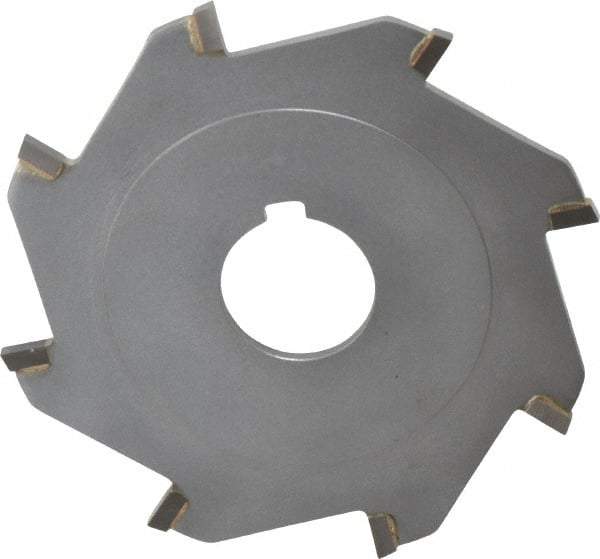 Made in USA - 4" Diam x 1/8" Blade Thickness x 1" Arbor Hole Diam, 8 Tooth Slitting and Slotting Saw - Arbor Connection, Right Hand, Uncoated, Carbide-Tipped, Contains Keyway - Makers Industrial Supply