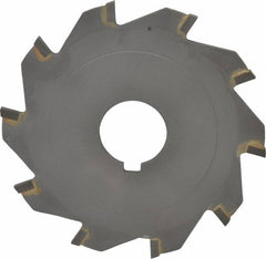 Made in USA - 4" Diam x 1/8" Blade Thickness x 1" Arbor Hole Diam, 10 Tooth Slitting and Slotting Saw - Arbor Connection, Right Hand, Uncoated, Carbide-Tipped, Contains Keyway - Makers Industrial Supply