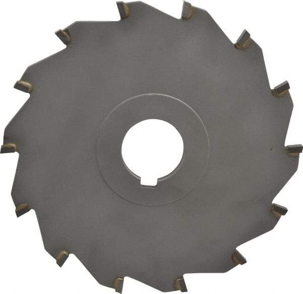 Made in USA - 6" Diam x 1/4" Blade Thickness x 1-1/4" Arbor Hole Diam, 14 Tooth Slitting and Slotting Saw - Arbor Connection, Right Hand, Uncoated, Carbide-Tipped, Contains Keyway - Makers Industrial Supply