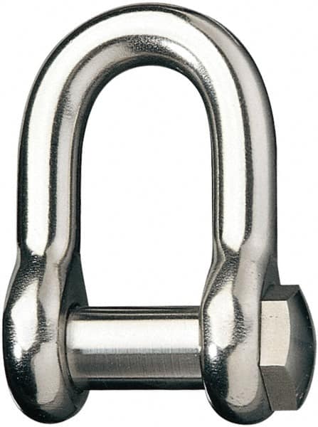 Ronstan - 5/8" Nominal Chain Size, 12.125 Ton Stainless Steel Screw D Shackle - 5/8" Diam, 5/8" Pin Diam, 1-27/32" High Inside Jaw, 1" Inside Width, 3/4" Max Body Thickness - Makers Industrial Supply