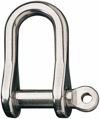 Ronstan - 3/8" Nominal Chain Size, 4 Ton Stainless Steel Screw D Shackle - 3/8" Diam, 3/8" Pin Diam, 1-1/2" High Inside Jaw, 21/32" Inside Width, 7/8" Max Body Thickness - Makers Industrial Supply