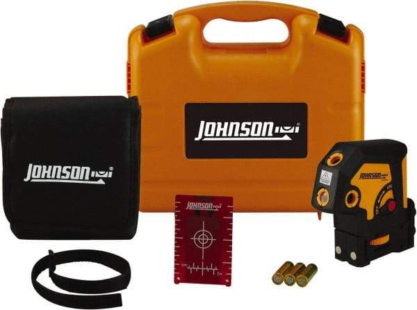 Johnson Level & Tool - 5 Beam 200' (Interior) Max Range Self Leveling Dot Laser Level - Red Beam, 1/8" at 50' Accuracy, 4-1/4" Long x 4-1/2" Wide x 2-1/2" High, Battery Included - Makers Industrial Supply