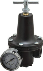 Parker - 1/2 NPT Port, 300 CFM, Zinc Heavy-Duty T-Handle Regulator - 2 to 125 psi Range, 300 Max psi Supply Pressure, 1/4" Gauge Port Thread, 3-1/2" Wide x 6-3/4" High - Makers Industrial Supply