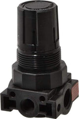 Parker - 1/4 NPT Port, Plastic Miniature Regulator - 0 to 60 psi Range, 150 Max psi Supply Pressure, 1/8" Gauge Port Thread, 1.6" Wide x 3.1" High - Makers Industrial Supply