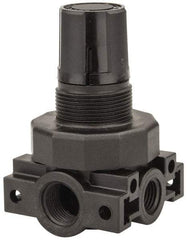 Parker - 3/8 NPT Port, Plastic Miniature Regulator - 0 to 125 psi Range, 150 Max psi Supply Pressure, 1/4" Gauge Port Thread, 2.06" Wide x 3.43" High - Makers Industrial Supply