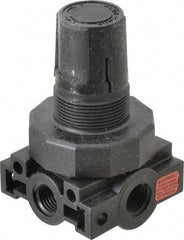 Parker - 1/4 NPT Port, Plastic Miniature Regulator - 0 to 60 psi Range, 150 Max psi Supply Pressure, 1/4" Gauge Port Thread, 2.06" Wide x 3.43" High - Makers Industrial Supply