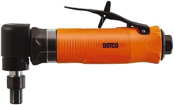 Dotco - 1/4" Collet, Angle Handle, Air Angle Die Grinder - 20,000 RPM, Front Exhaust, 23 CFM, 0.4 hp, 90 psi, 1/4" Inlet - Makers Industrial Supply