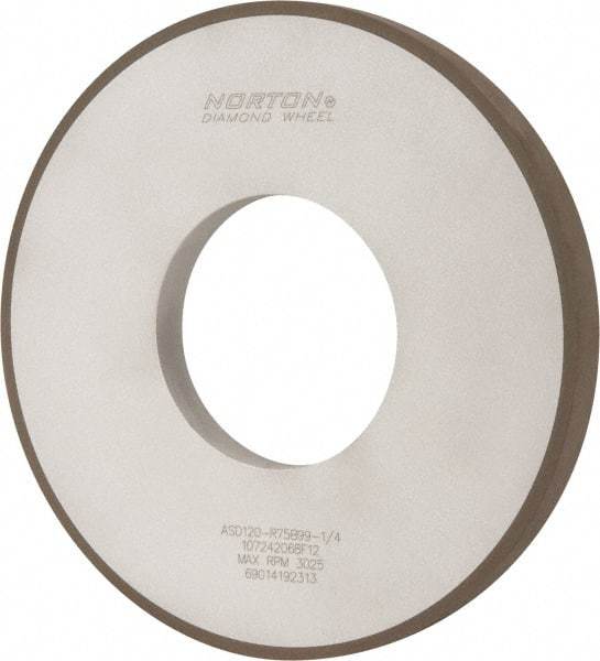 Norton - 12" Diam x 5" Hole x 1" Thick, 120 Grit Surface Grinding Wheel - Diamond, Type 1A1, Fine Grade, Resinoid Bond - Makers Industrial Supply