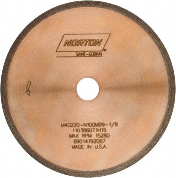 Norton - 4" Diam x 1/2" Hole, 220 Grit Surface Grinding Wheel - Diamond, Type 1A1R, Fine Grade - Makers Industrial Supply