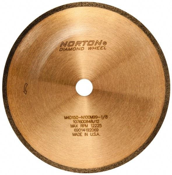 Norton - 5" Diam x 1/2" Hole, 150 Grit Surface Grinding Wheel - Diamond, Type 1A1R, Medium Grade - Makers Industrial Supply