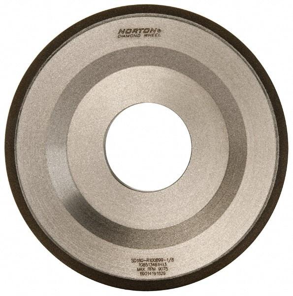 Norton - 4" Diam, 1-1/4" Hole Size, 1/2" Overall Thickness, 180 Grit, Type 12 Tool & Cutter Grinding Wheel - Very Fine Grade, Diamond, Resinoid Bond - Makers Industrial Supply