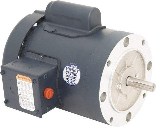 Leeson - 1/3 Max hp, 1,500 Max RPM, Electric AC DC Motor - 110/220 V Input, Single Phase, 56C Frame, 5/8" Shaft Diam, C-Face Mount, TEFC Enclosure - Makers Industrial Supply