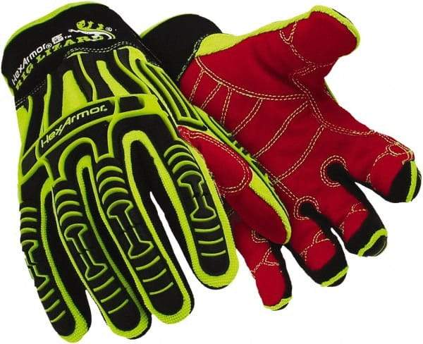 HexArmor - Size M (8), ANSI Cut Level A3, Puncture Level 3, HPPE Fiber Cut & Puncture Resistant Gloves - 11" Long, Uncoated HPPE Fiber, High Visibility Lime, Paired - Makers Industrial Supply