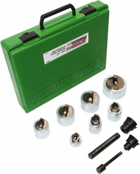 Greenlee - 12 Piece, .885 to 2.416" Punch Hole Diam, Power Knockout Set - Round Punch, 10 Gage Stainless Steel - Makers Industrial Supply