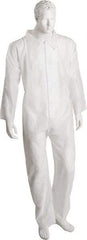 PRO-SAFE - Size 5XL SMS Chemical Resistant Coveralls - White, Zipper Closure, Elastic Cuffs, Elastic Ankles, Serged Seams, ISO Class 6 - Makers Industrial Supply