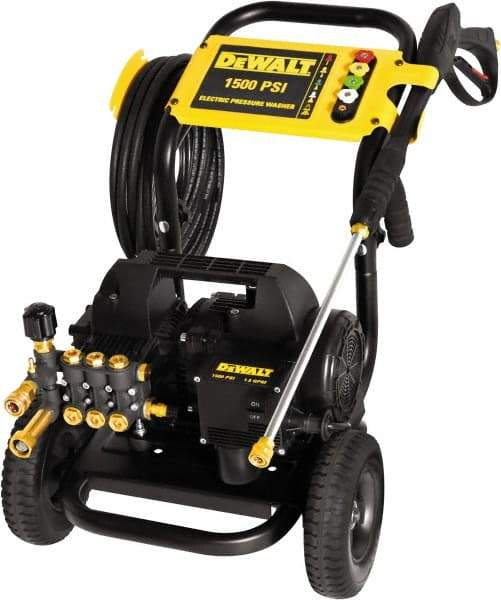 DeWALT - Electric, 13 Amp, 1.5 hp, 1,500 psi, 1.8 GPM, Cold Water Pressure Washer - Triplex Plunger, 25' x 1/4" Hose, 120 Max Volts - Makers Industrial Supply