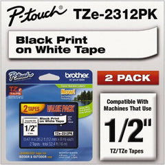 Brother - 1/2" Wide x 314.4" Long, White Plastic/Paper Tape Cassette - For Label Maker - Makers Industrial Supply