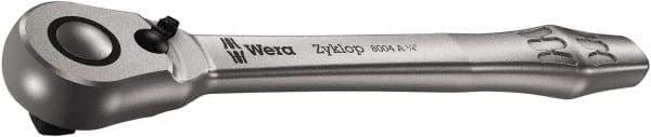 Wera - 1/4" Drive Slim Line Head Quick-Release Ratchet - Satin Finish, 141mm OAL, 76 Gear Teeth, Ergonomic Handle, Reversible Head - Makers Industrial Supply