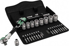 Wera - 3/8" Drive Standard Socket Set - 6 Points, 8 to 19mm, T15 to T40 Torx, Metric Measurement Standard - Makers Industrial Supply