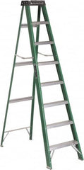 Louisville - 7 Steps, 8' High, Type II Rating, Fiberglass Step Ladder - 225 Lb Capacity, 24-13/16" Base Width - Makers Industrial Supply