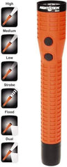 Bayco - LED Bulb, Industrial/Tactical Flashlight - Orange Polycarbonate Body, Integrated Batteries - Makers Industrial Supply