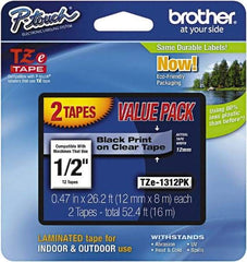 Brother - 1/2" Wide x 314.4" Long, Clear Plastic/Paper Tape Cassette - For Label Maker - Makers Industrial Supply