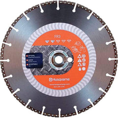 Husqvarna - 14" Diam, 25/32 & 1" Arbor Hole Diam, Continuous Edge Tooth Wet & Dry Cut Saw Blade - Diamond-Tipped, General Purpose Action, Standard Round Arbor - Makers Industrial Supply